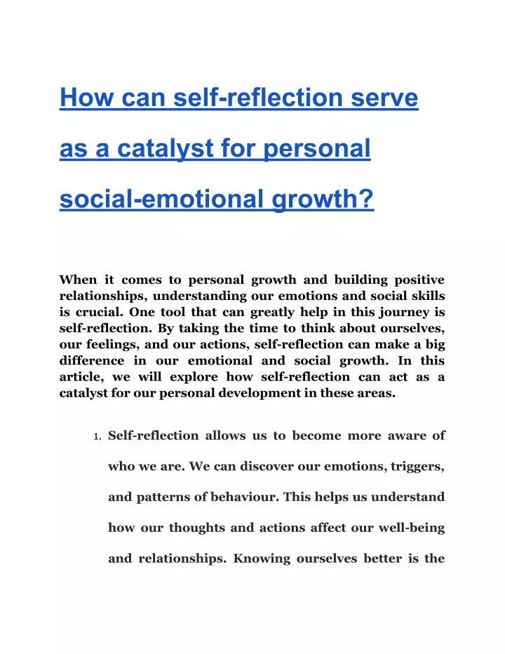 how can self reflection serve