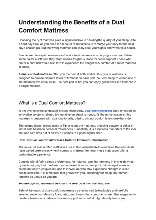 understanding the benefits of a dual comfort