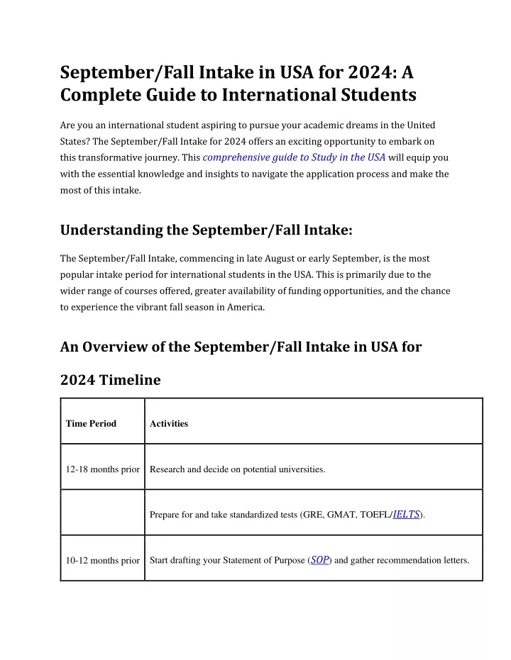 september fall intake in usa for 2024 a complete