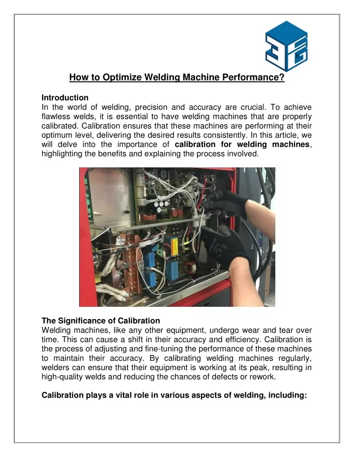 how to optimize welding machine performance