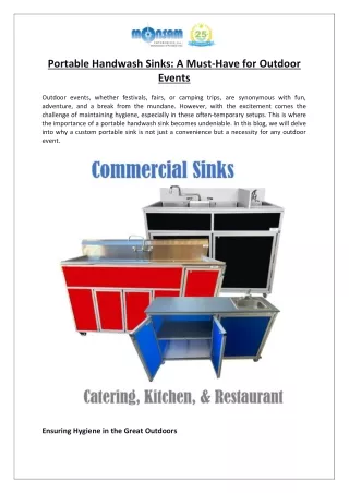 Monsam Enterprises, Inc. - Why Use Portable Handwash Sinks for Outdoor Events