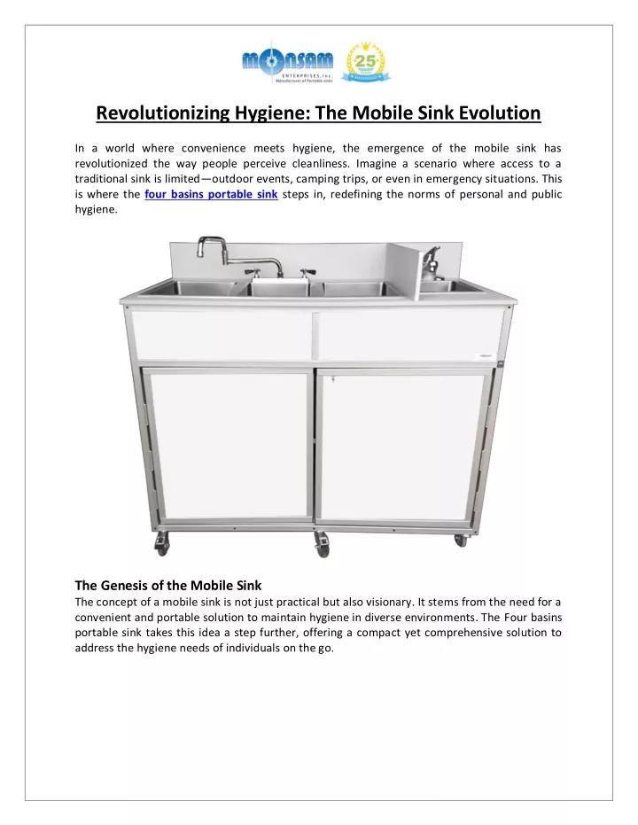 revolutionizing hygiene the mobile sink evolution