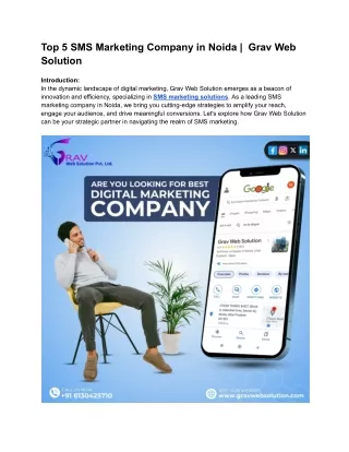 Top 5 SMS Marketing Company in Noida   Grav Web Solution.