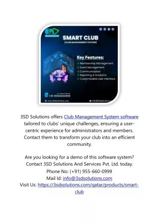 3sd solutions offers club management system