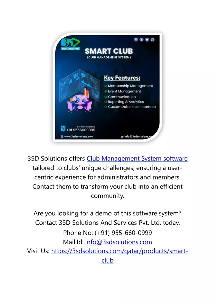 3sd solutions offers club management system