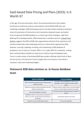 SaaS-based Data Pricing and Plans (2023)