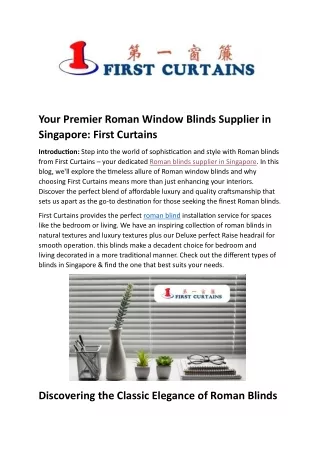 Your Premier Roman Window Blinds Supplier in Singapore: First Curtains