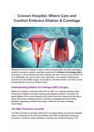 Cocoon Hospital_ Where Care and Comfort Embrace Dilation & Curettage