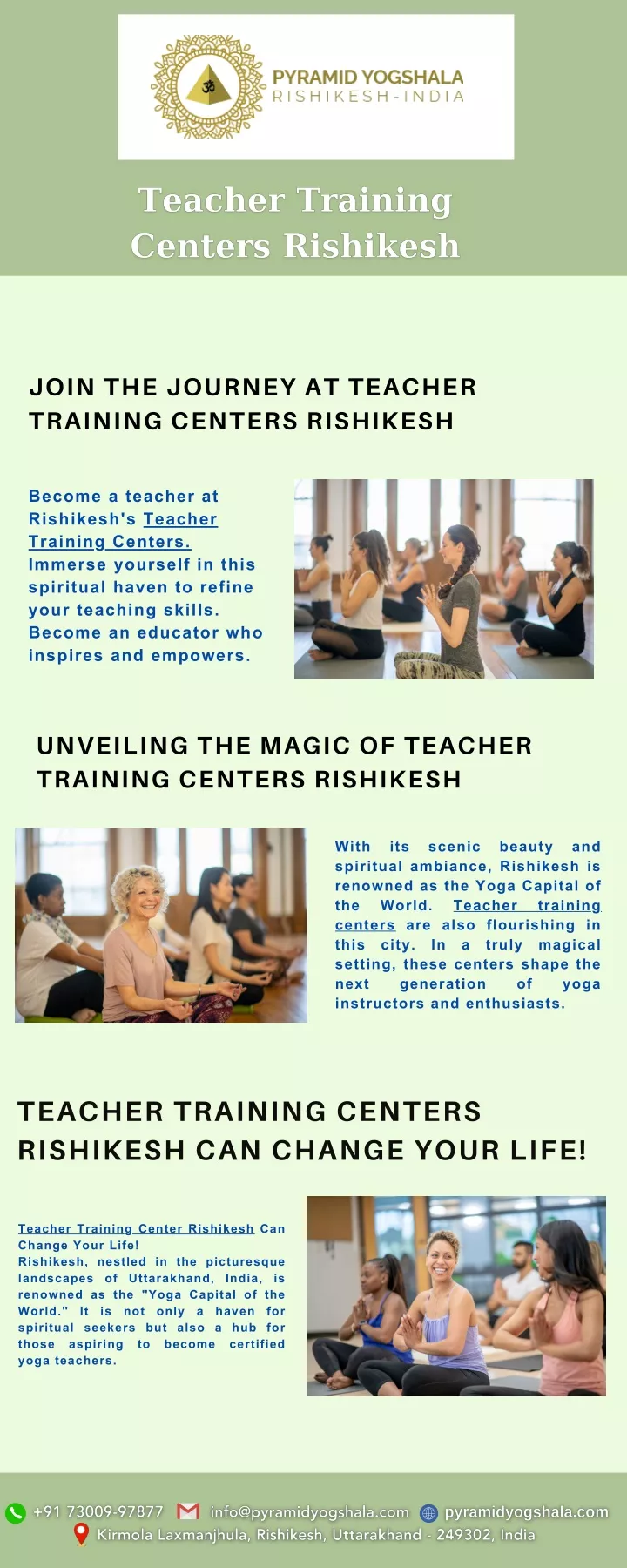 join the journey at teacher training centers