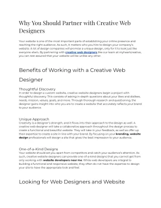 2023 - Why You Should Partner with Creative Web Designers