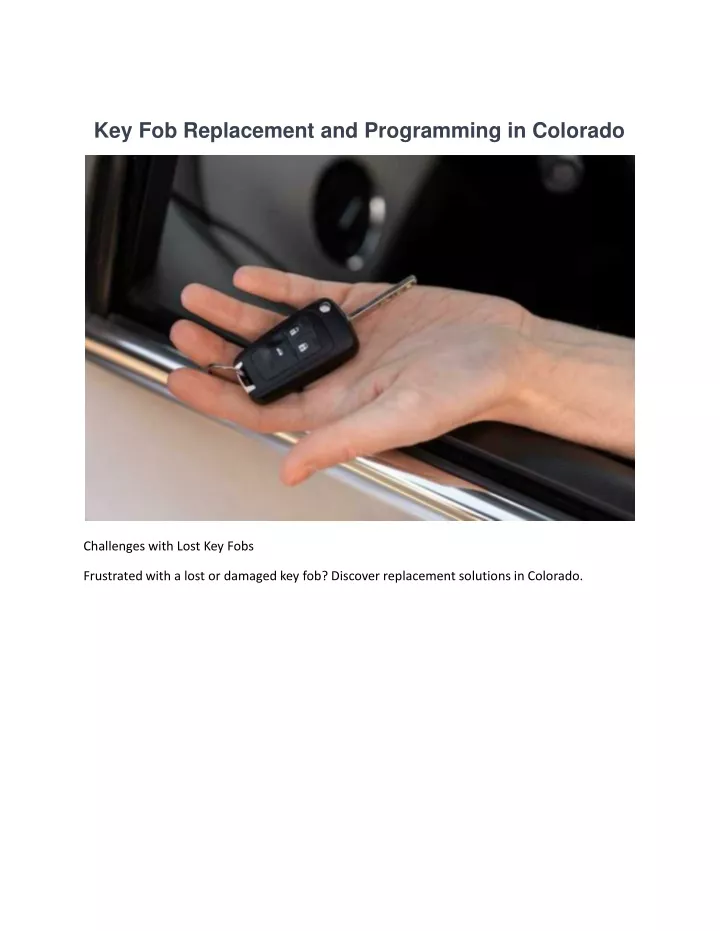 key fob replacement and programming in colorado