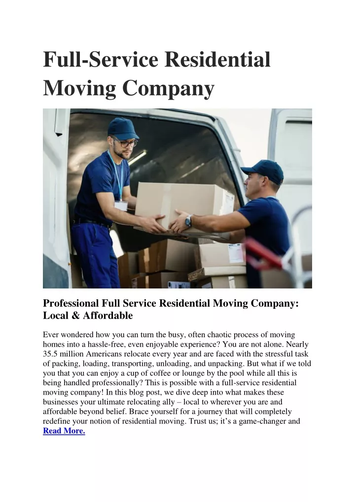 full service residential moving company