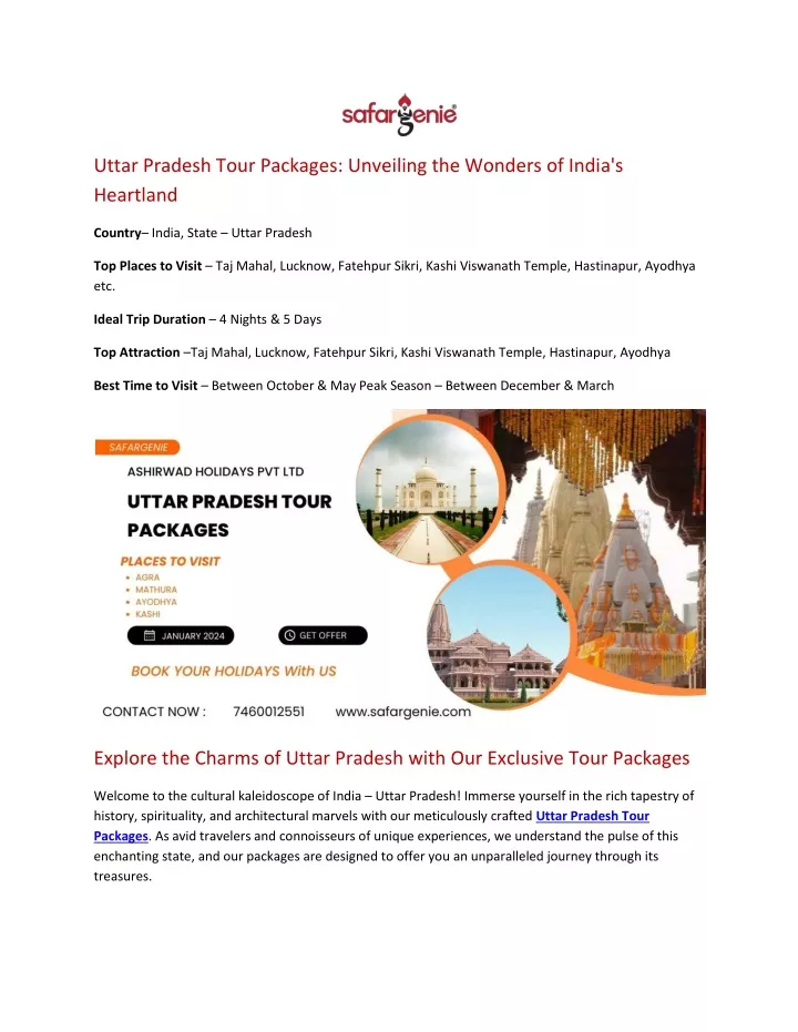 uttar pradesh tour packages unveiling the wonders