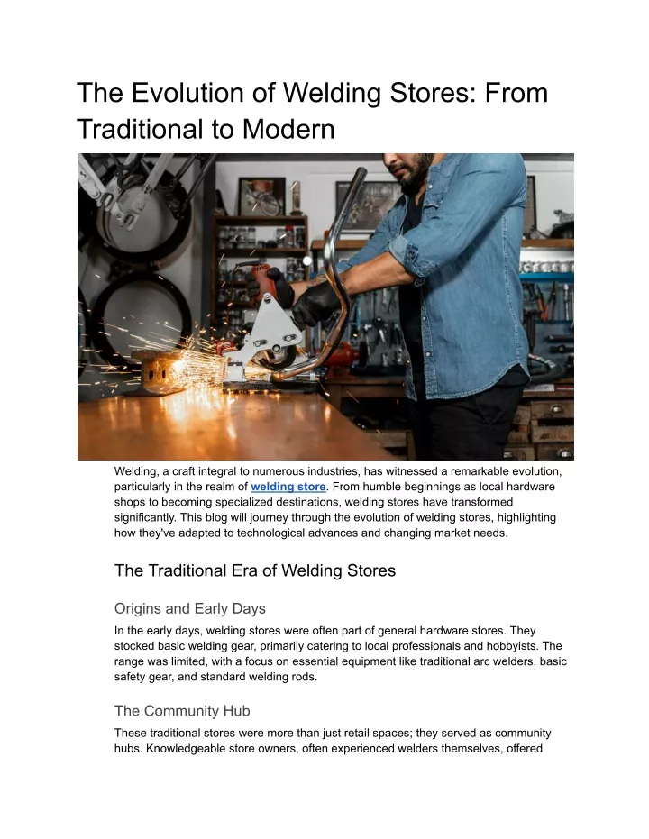 the evolution of welding stores from traditional