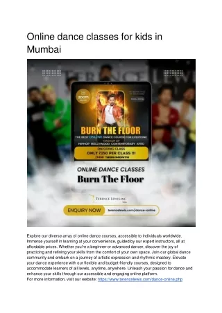 online dance classes for kids in mumbai