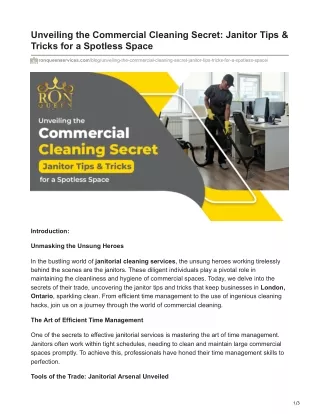 Unveiling the Commercial Cleaning Secret -  Janitor Tips & Tricks for a Spotless Space