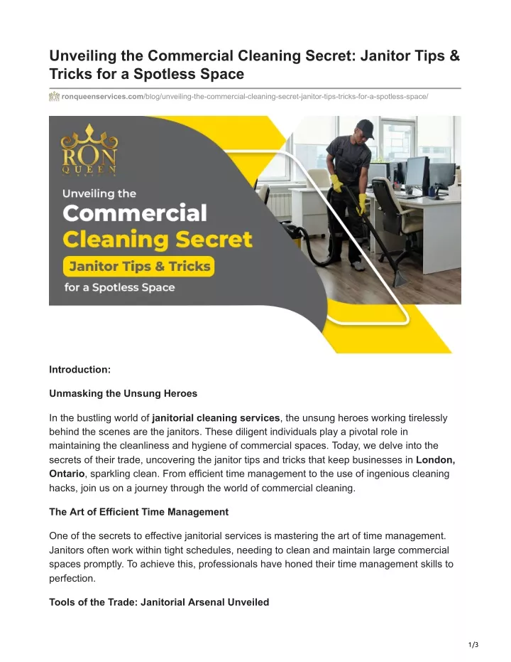 unveiling the commercial cleaning secret janitor