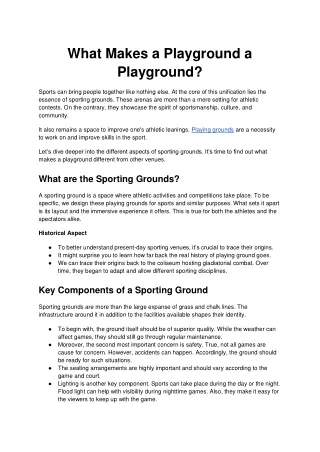 What Makes a Playground a Playground?