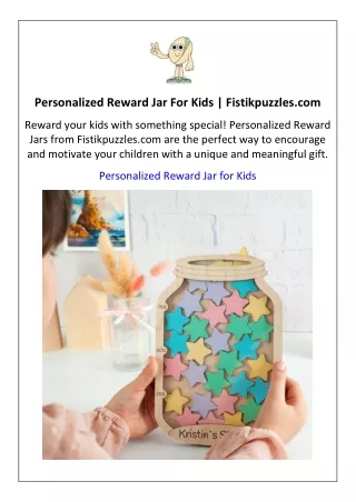Personalized Reward Jar For Kids  Fistikpuzzles.com