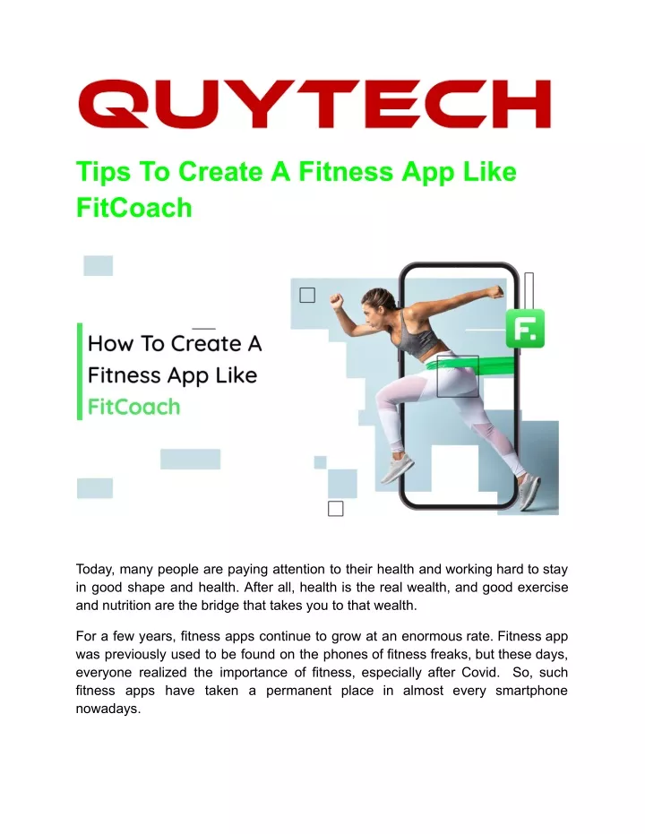 tips to create a fitness app like fitcoach