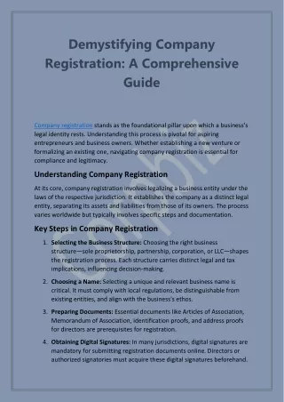 Demystifying Company Registration: A Comprehensive Guide
