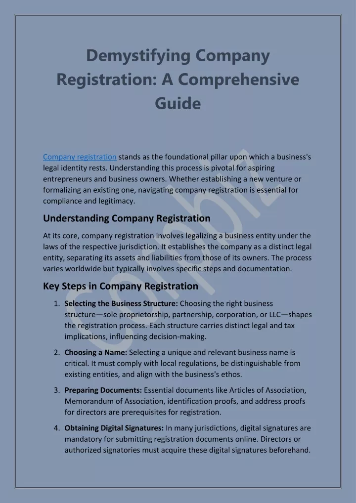 demystifying company registration a comprehensive