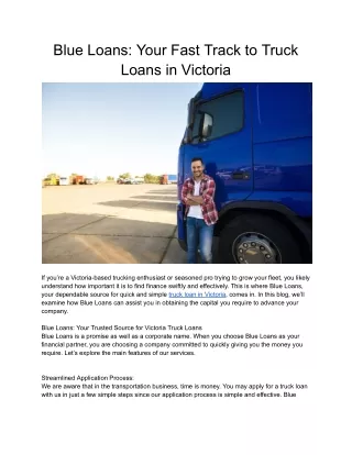 Truck Loan in Victoria