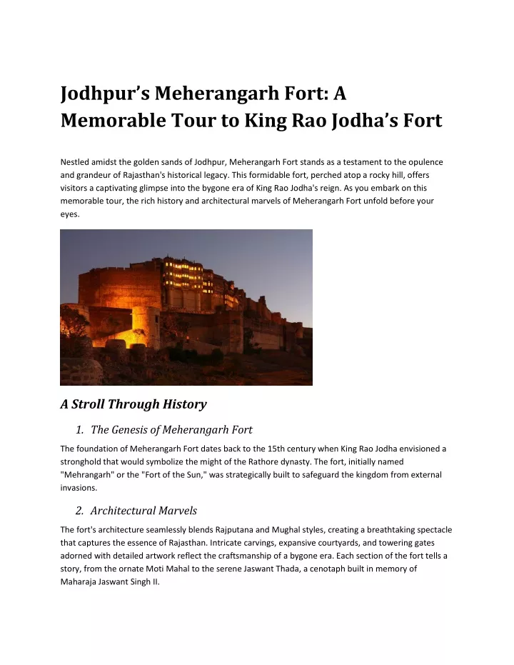 jodhpur s meherangarh fort a memorable tour