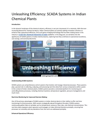 Unleashing Efficiency- SCADA Systems in indian Chemical Plants