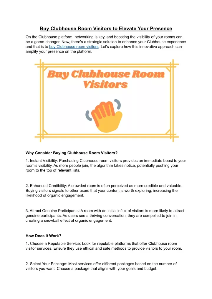 buy clubhouse room visitors to elevate your