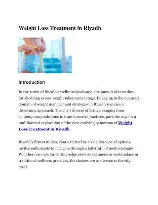 Weight Loss Treatment in Riyadh