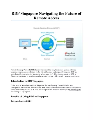 RDP Singapore Navigating the Future of Remote Access