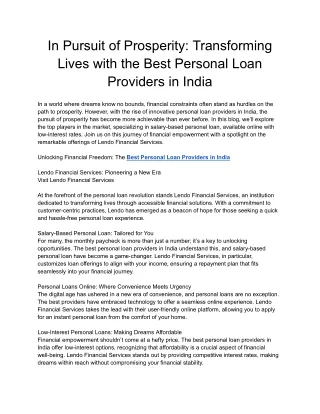 Best personal loan providers in India