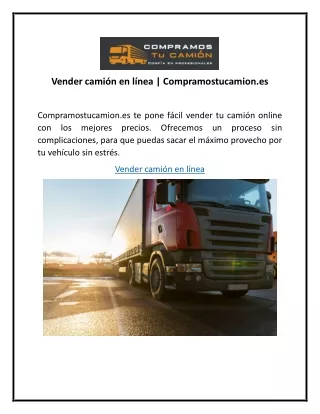 Vender camión en línea | Compramostucamion.es