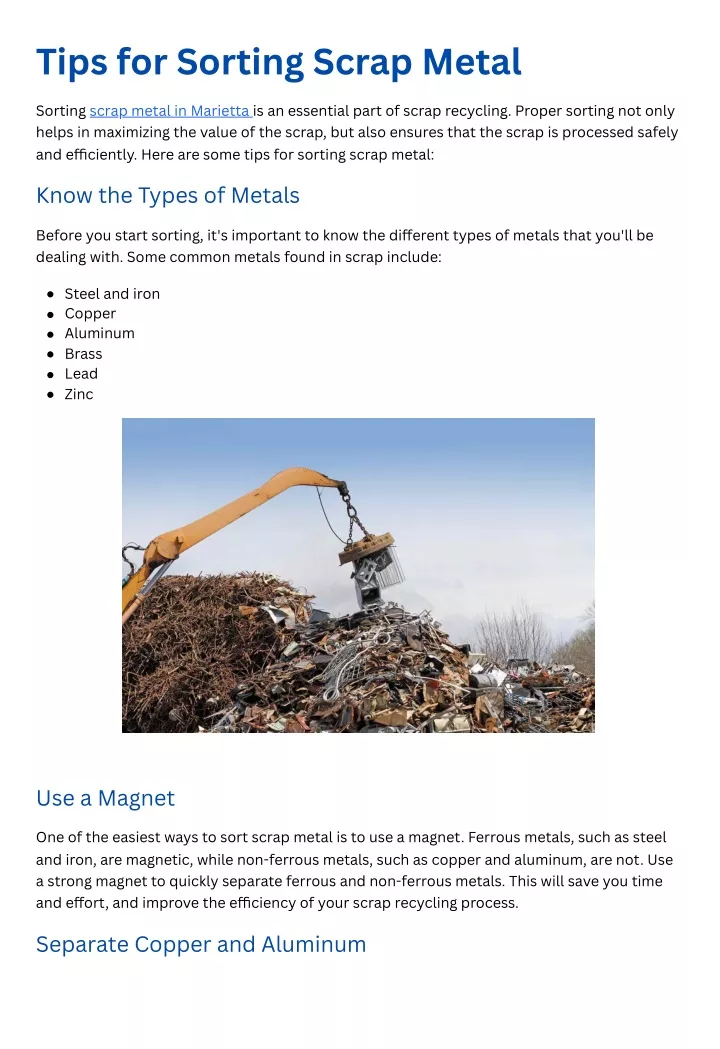 tips for sorting scrap metal
