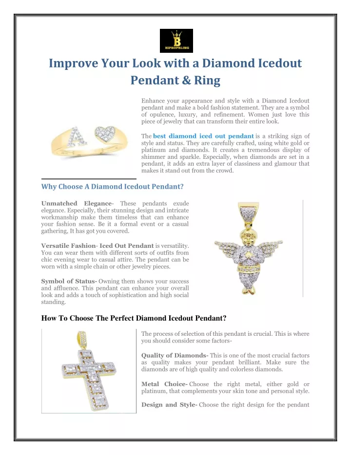 improve your look with a diamond icedout pendant
