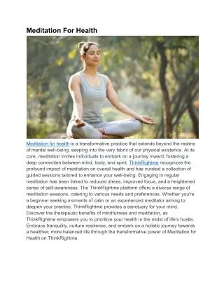 meditation for health