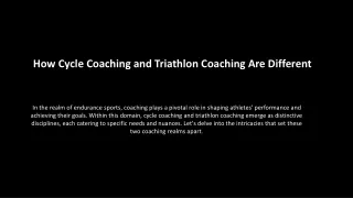 How Cycle Coaching and Triathlon Coaching Are Different