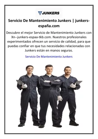 Servicio De Mantenimiento Junkers  junkers-españa.com