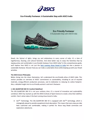 Eco-Friendly Footwear_ A Sustainable Step with ASICS India