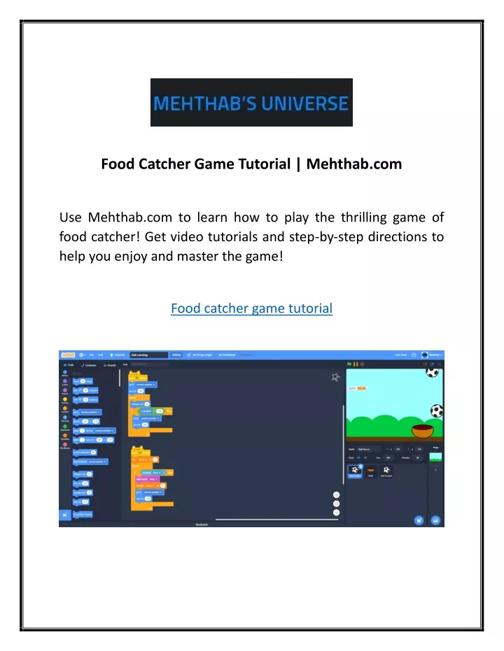 food catcher game tutorial mehthab com