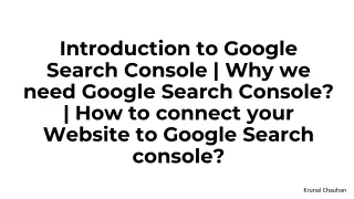 Introduction to Google Search Console