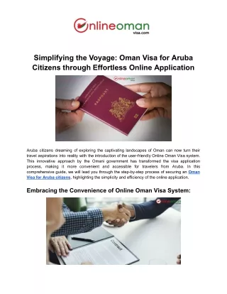 Oman Visa for Aruba Citizens