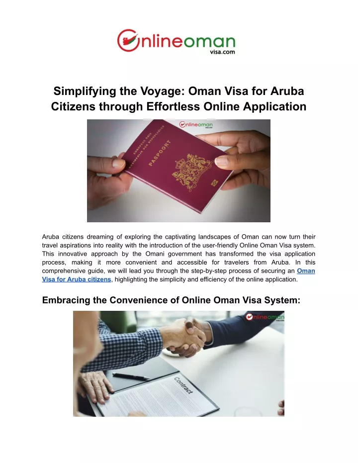 simplifying the voyage oman visa for aruba
