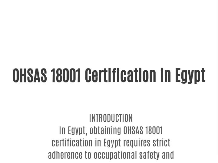 ohsas 18001 certification in egypt