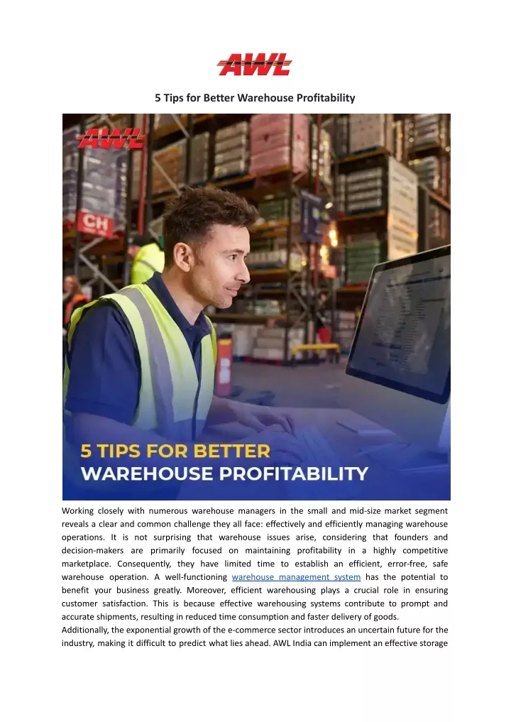 5 tips for better warehouse profitability