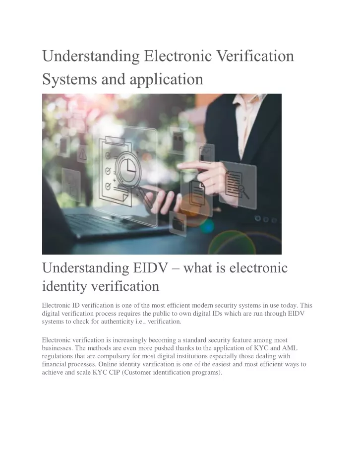 understanding electronic verification systems