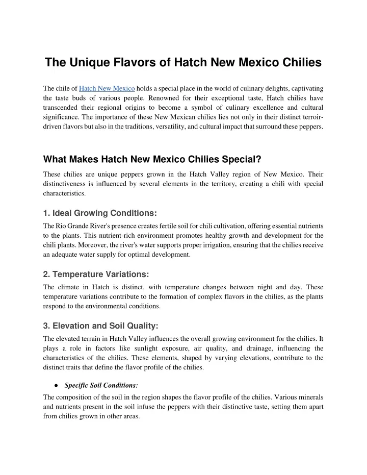 the unique flavors of hatch new mexico chilies