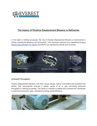 The Impact of Positive Displacement Blowers in Refineries