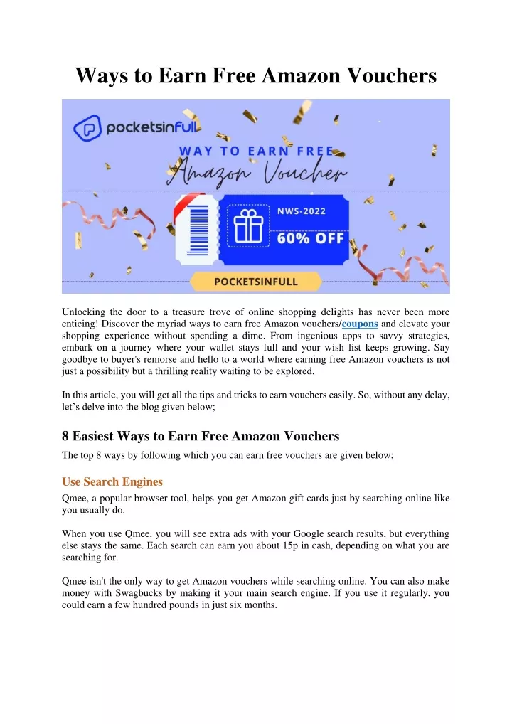 PPT Ways to Earn Free Amazon Vouchers PowerPoint Presentation, free